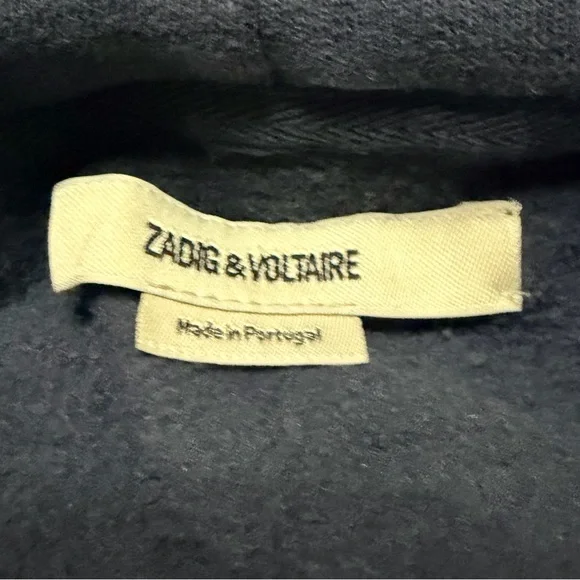 ZADIG & VOLTAIRE THE GEORY TELEPHONE EMBELLISHED COTTON GRAPHIC HOODIE. - Picture 10 of 10